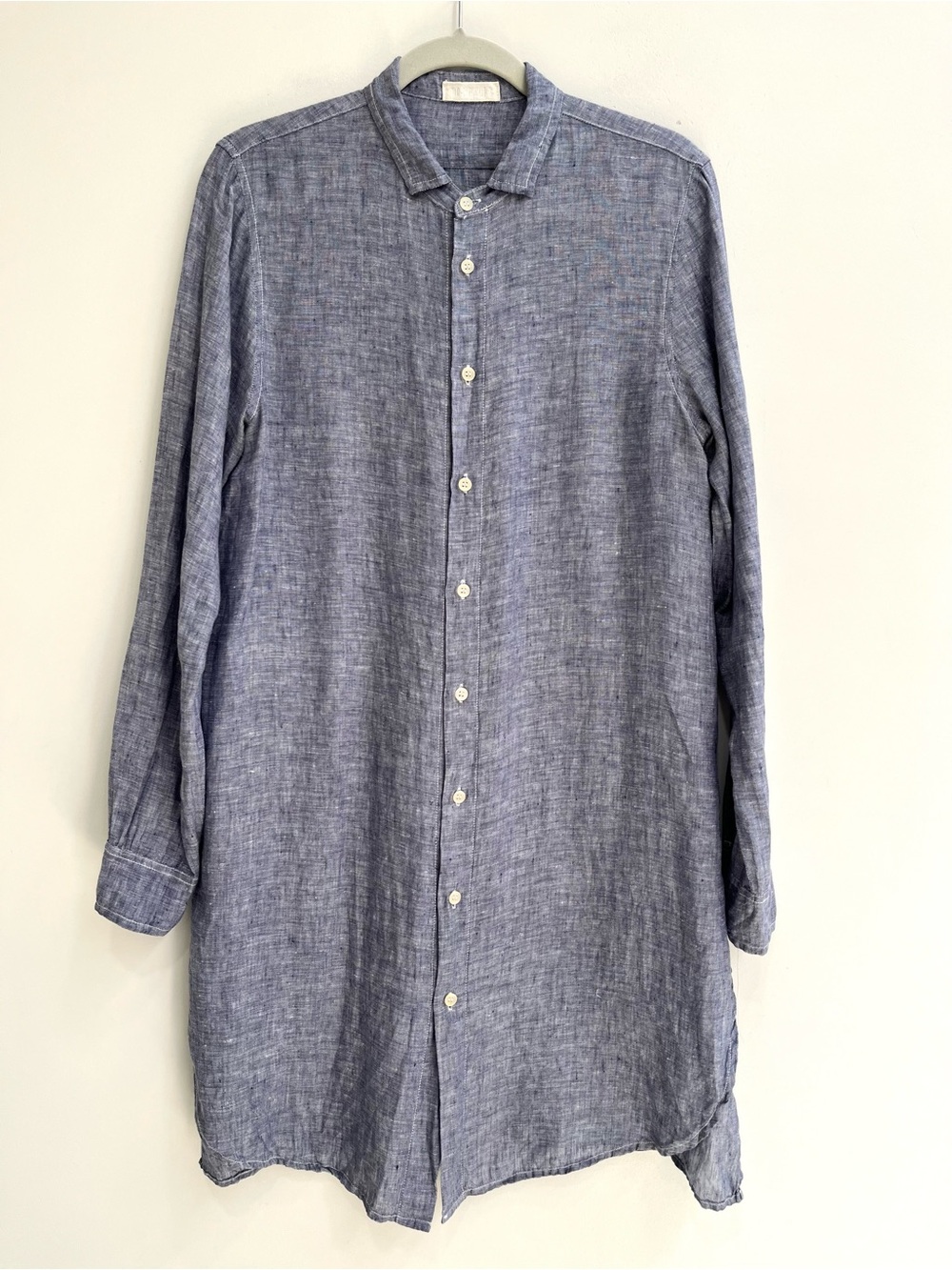 CP Shades Long Sleeve Linen shirt Dress in Blue